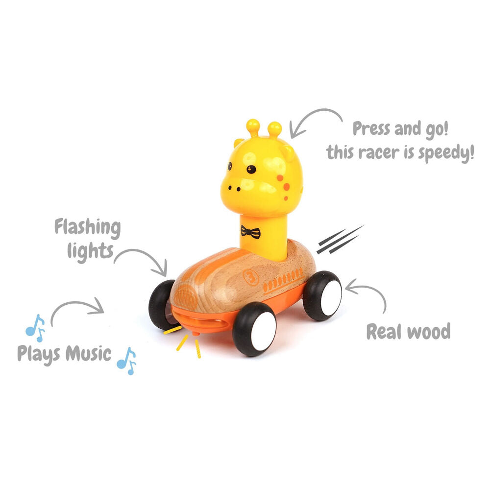 Wanborns Wooden Press Go Racer Giraffe & Elephant w/ Lights and Sounds 18m+ — image 4