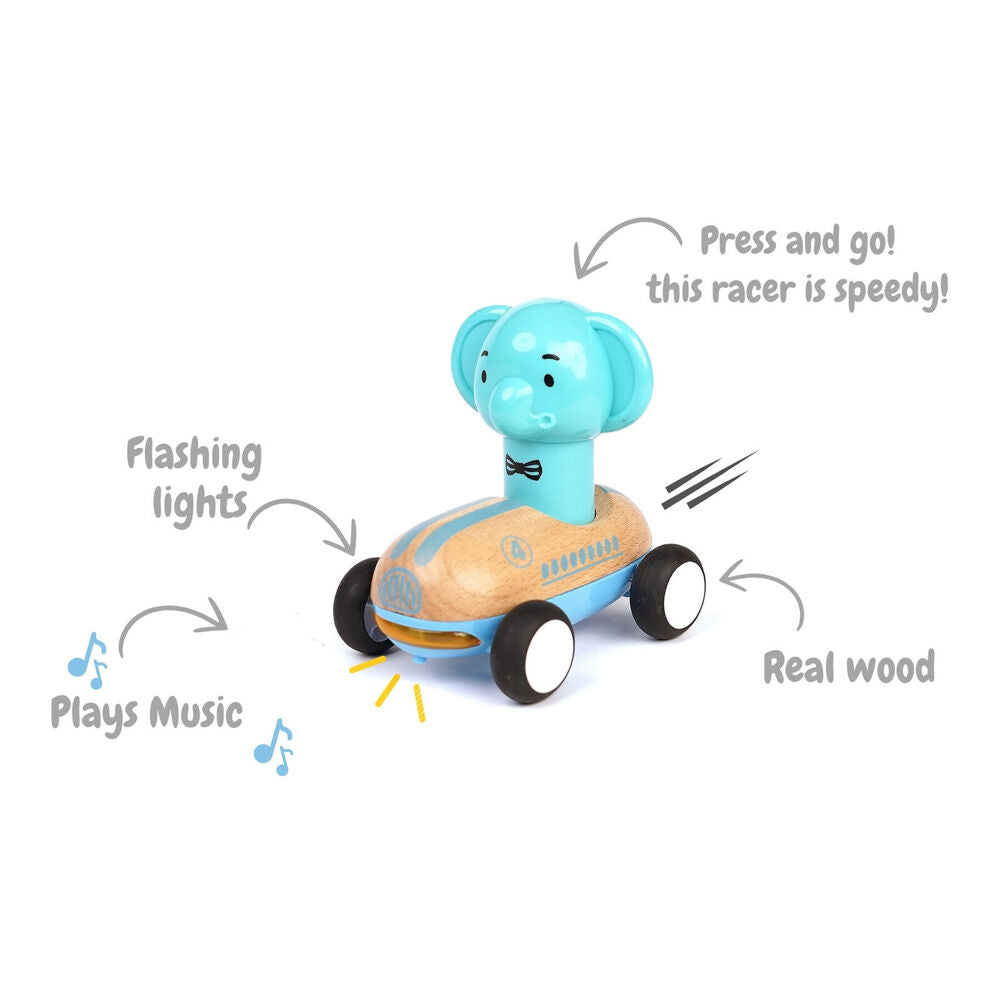 Wanborns Wooden Press Go Racer Giraffe & Elephant w/ Lights and Sounds 18m+ — image 5