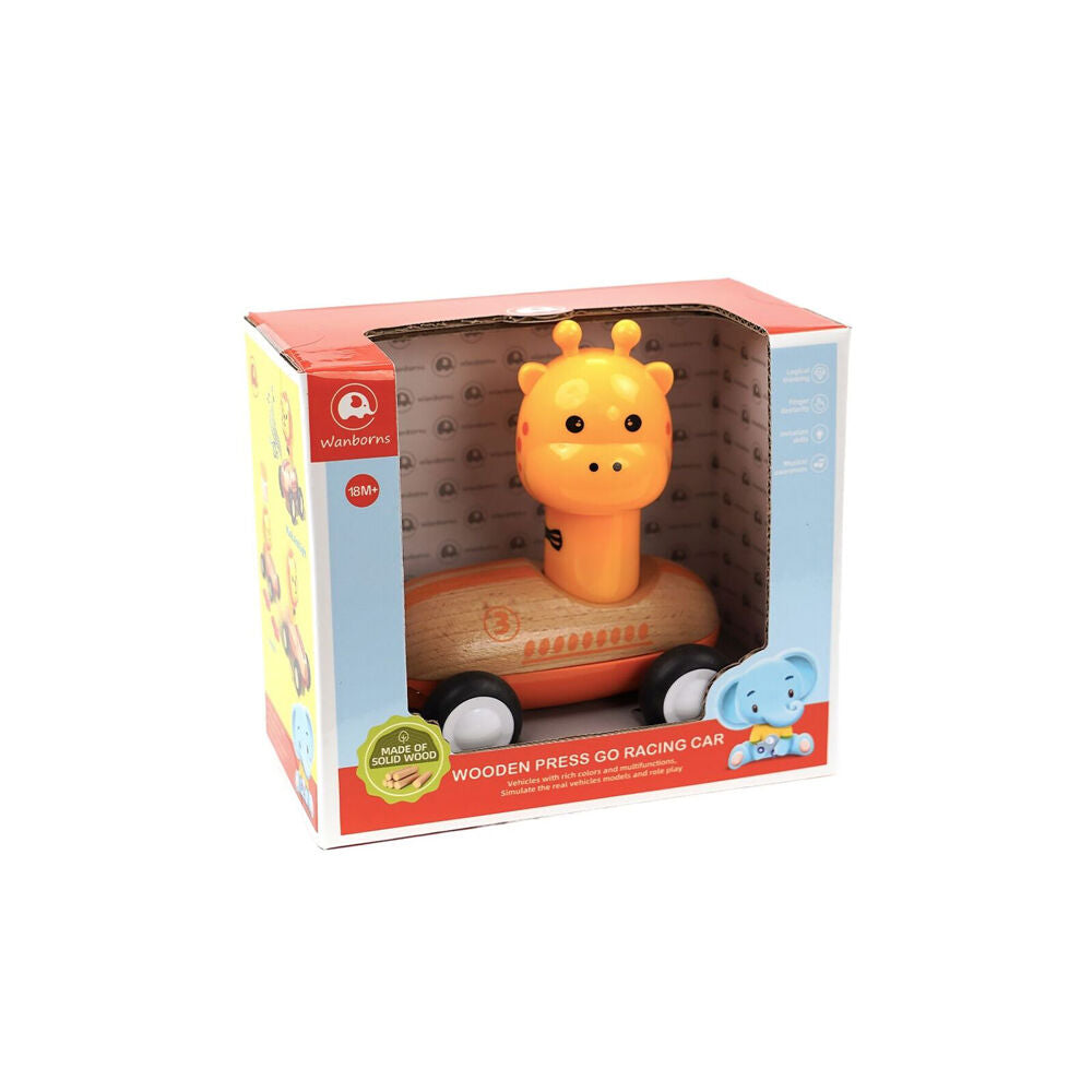Wanborns Wooden Press Go Racer Giraffe & Elephant w/ Lights and Sounds 18m+ — image 6