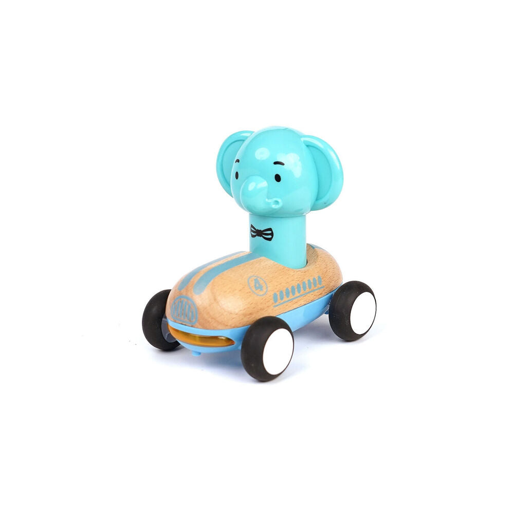 Wanborns Wooden Press Go Racer Elephant With Sound And Light Kids/Children 18m+