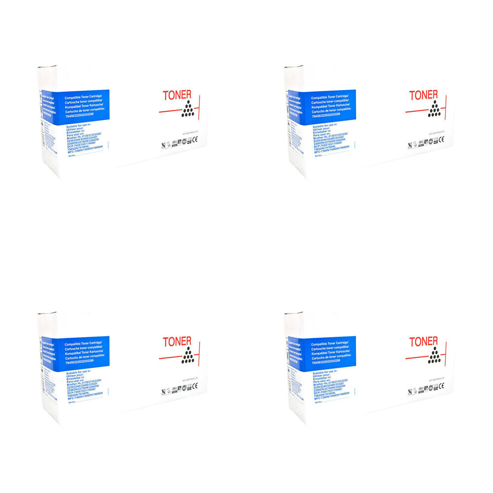 Whitebox Compatible Brother TN2250 Toner Cartridge Printer Accessory Black (4 Pack)