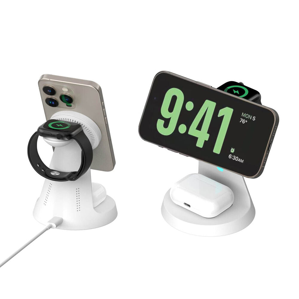 Laser 3 in 1 Wireless Charging Stand Magnetic Multi Device Charger White — image 5