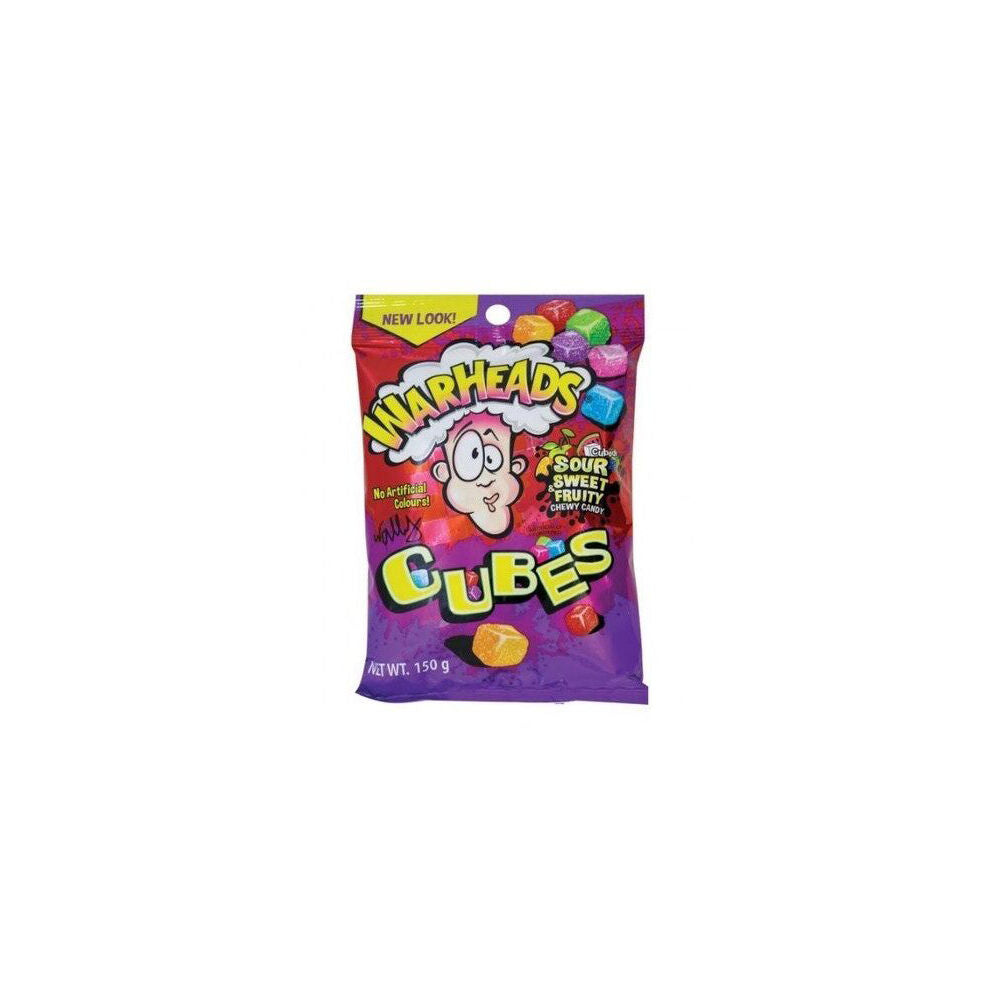 Warheads Confectionery Chewy Cubes Sour Sweet Fruity Candy Lollies 150g Bag — image 2