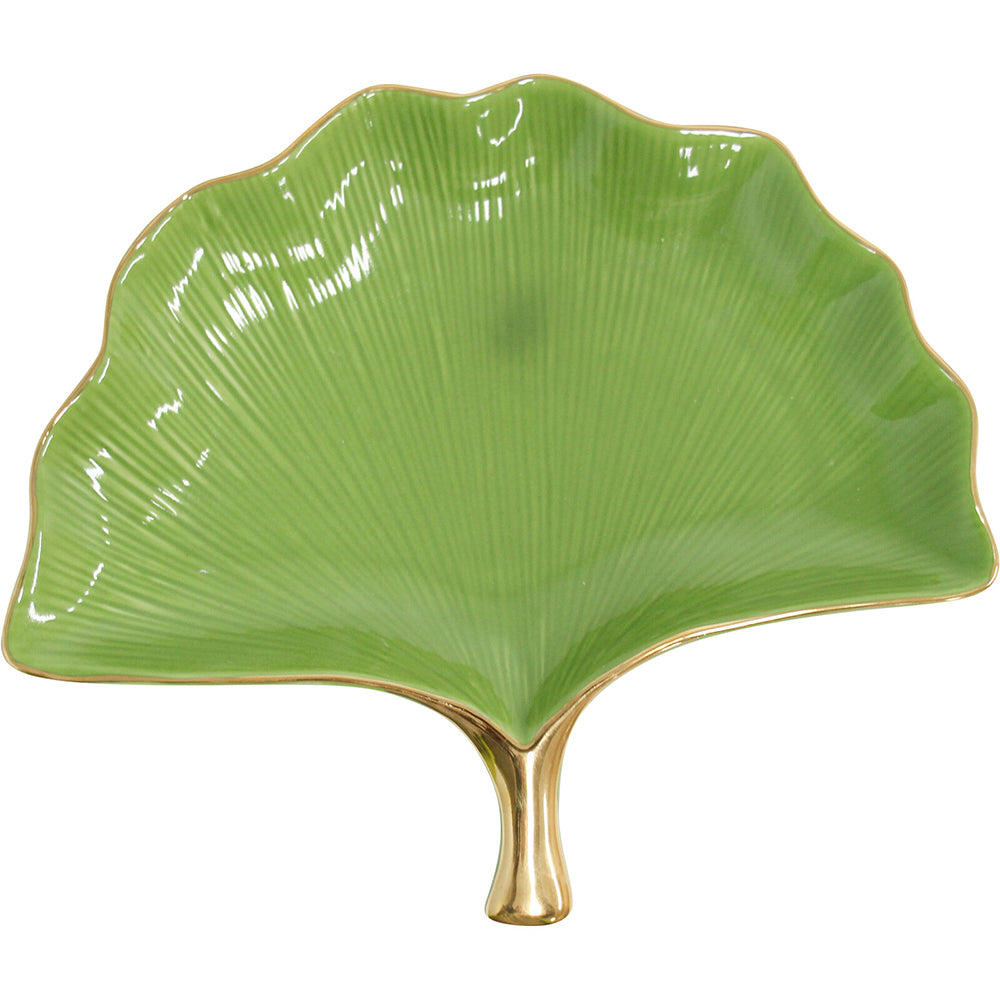 LVD Gingko Plate Greengold Large Decorative Display Home Kitchen Decor (2 Pack) — image 2