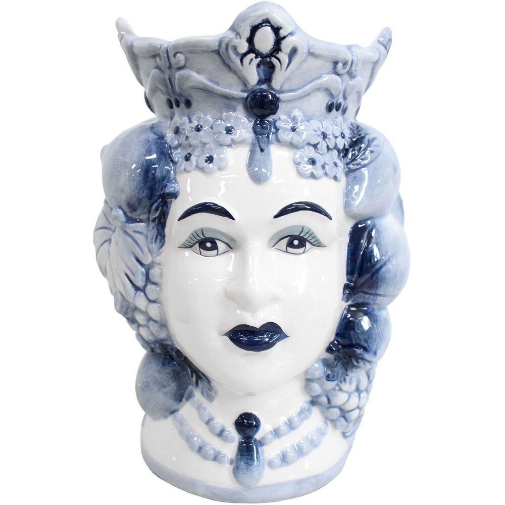 LVD Ceramic Queen Of Lemons Flower Vase Ornament Home Decor Medium Blue