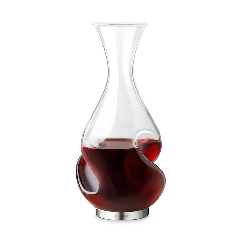 Final Touch 750ml Borosilicate Glass Large Spout Conundrum Aerator Wine Decanter