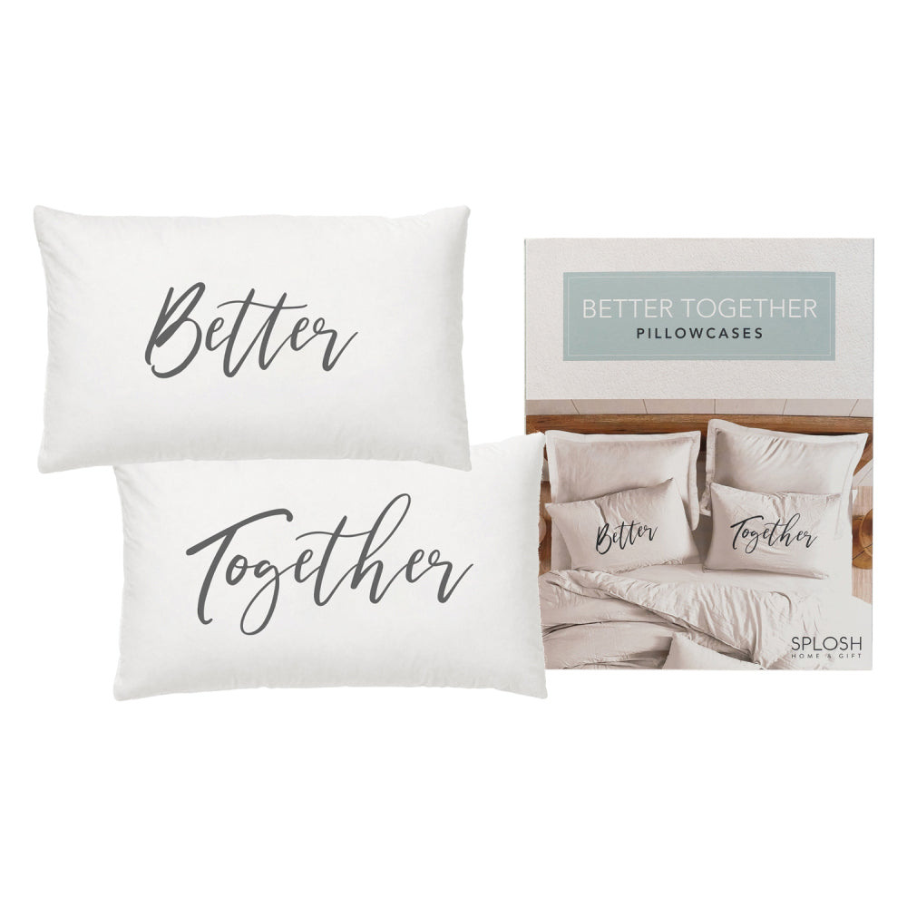 Splosh Wedding Better Together Cotton Pillowcase Cover Set 74x48cm White