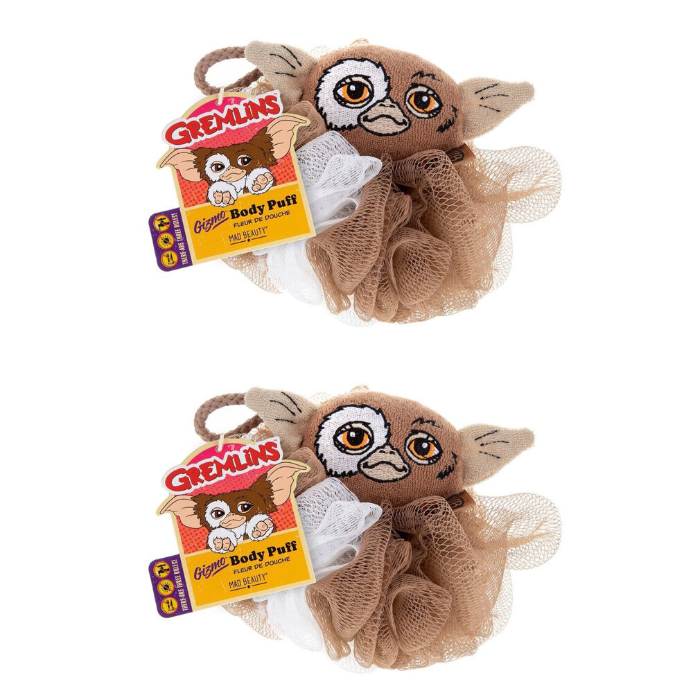 Warner Bros Gremlins Mogwai Gizmo Shower Loofah Body Cleansing Puff Brown (2 Pack)