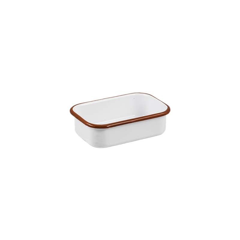 Urban Style Enamelware 14.5cm Multipurpose Rectangle Tray Dish w/ Red Rim White