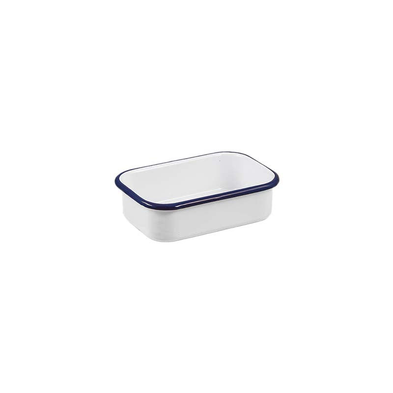 Urban Style Enamelware 14.5cm Multipurpose Rectangle Tray w/ Blue Rim White (2 Pack) — image 2