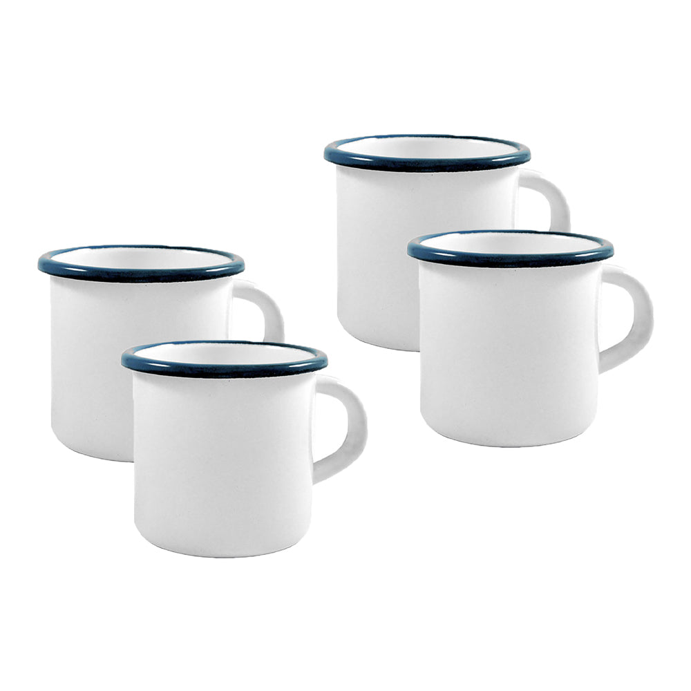 Urban Style Enamel 280ml Coffee Mug Water/Juice Drinking Cup w/ Handle White (4 Pack)