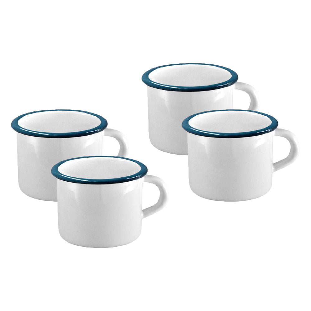 Urban Style Enamel 360ml Coffee Mug Water/Juice Drinking Cup w/ Handle White (4 Pack)