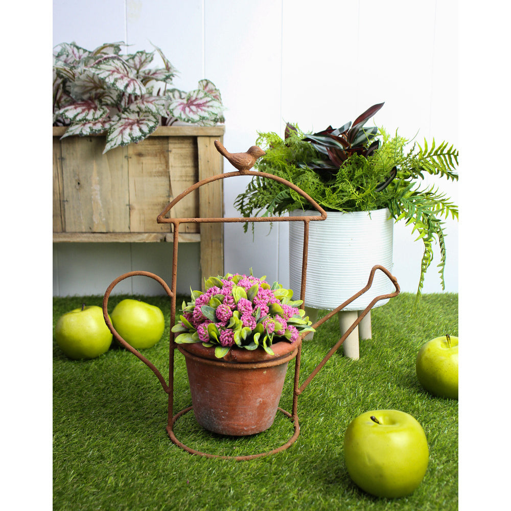 LVD Planter 36cm Watering Can Metal/Terracotta Storage Plant/Flower Container Brown — image 2