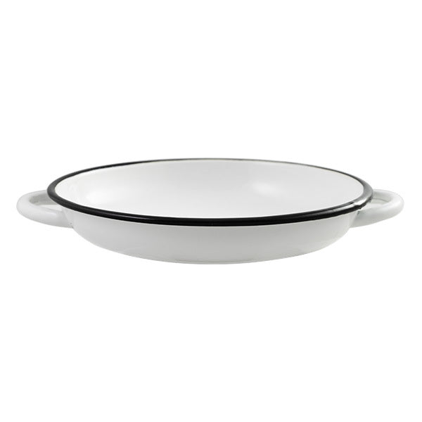 Urban Style Enamelware 22cm Ragout Plate Dinner Dish w/Black Rim/Handle WHT (2 Pack) — image 2