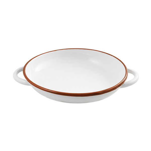 Urban Style Enamelware 22cm Ragout Plate Food Dinner Dish w/Red Rim/Handle White
