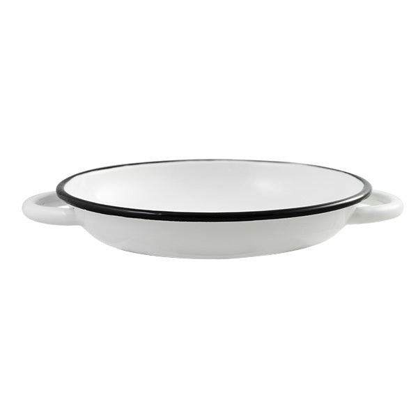 Urban Style Enamelware 24cm Ragout Plate Dinner Dish w/ Black Rim/Handle White
