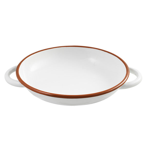 Urban Style Enamelware 24cm Ragout Plate Dinner Dish w/ Red Rim/Handle White (2 Pack) — image 2