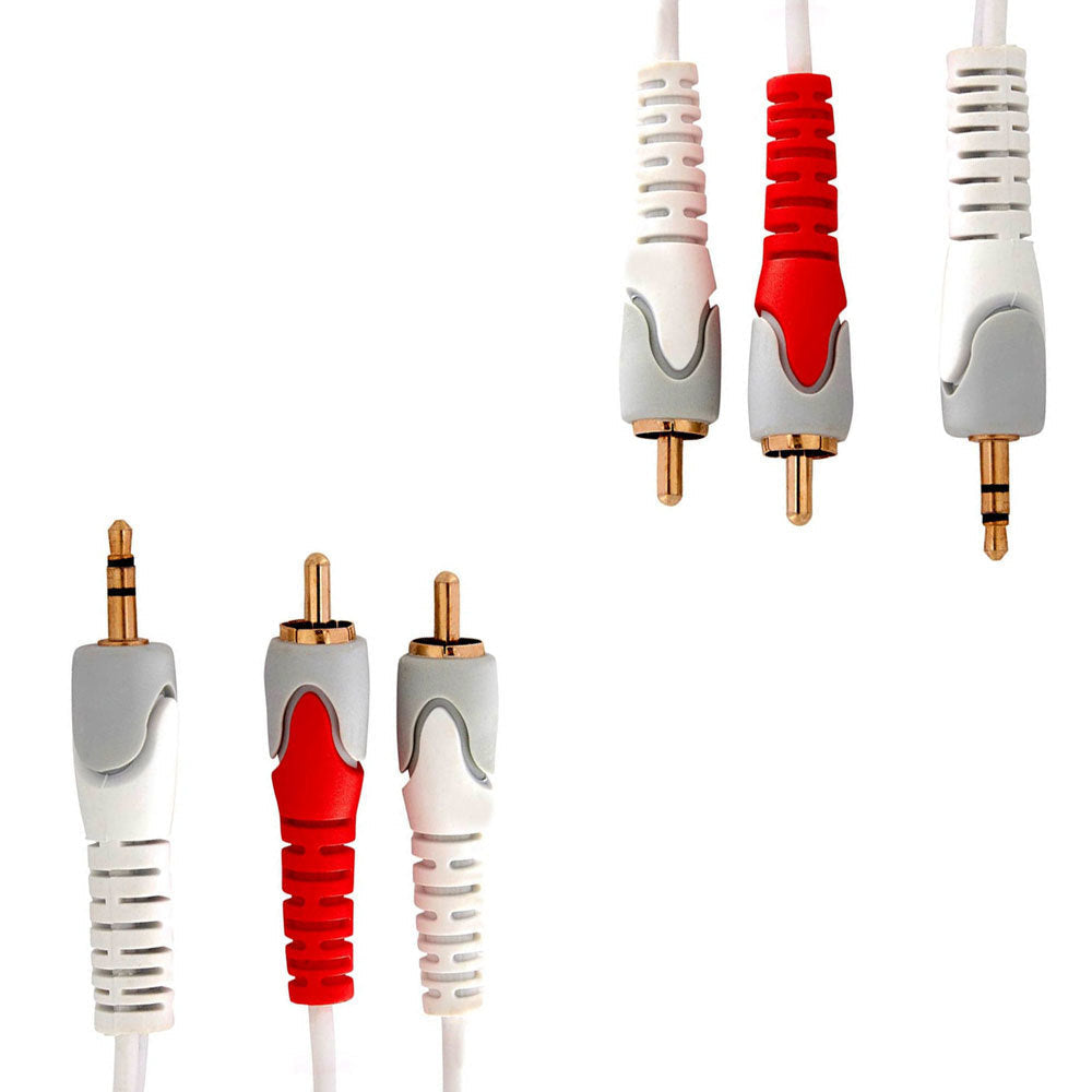 Westinghouse 1.5M Audio Splitter Cable Earphone Jack to 2 x RCA Cable - White (2 Pack)