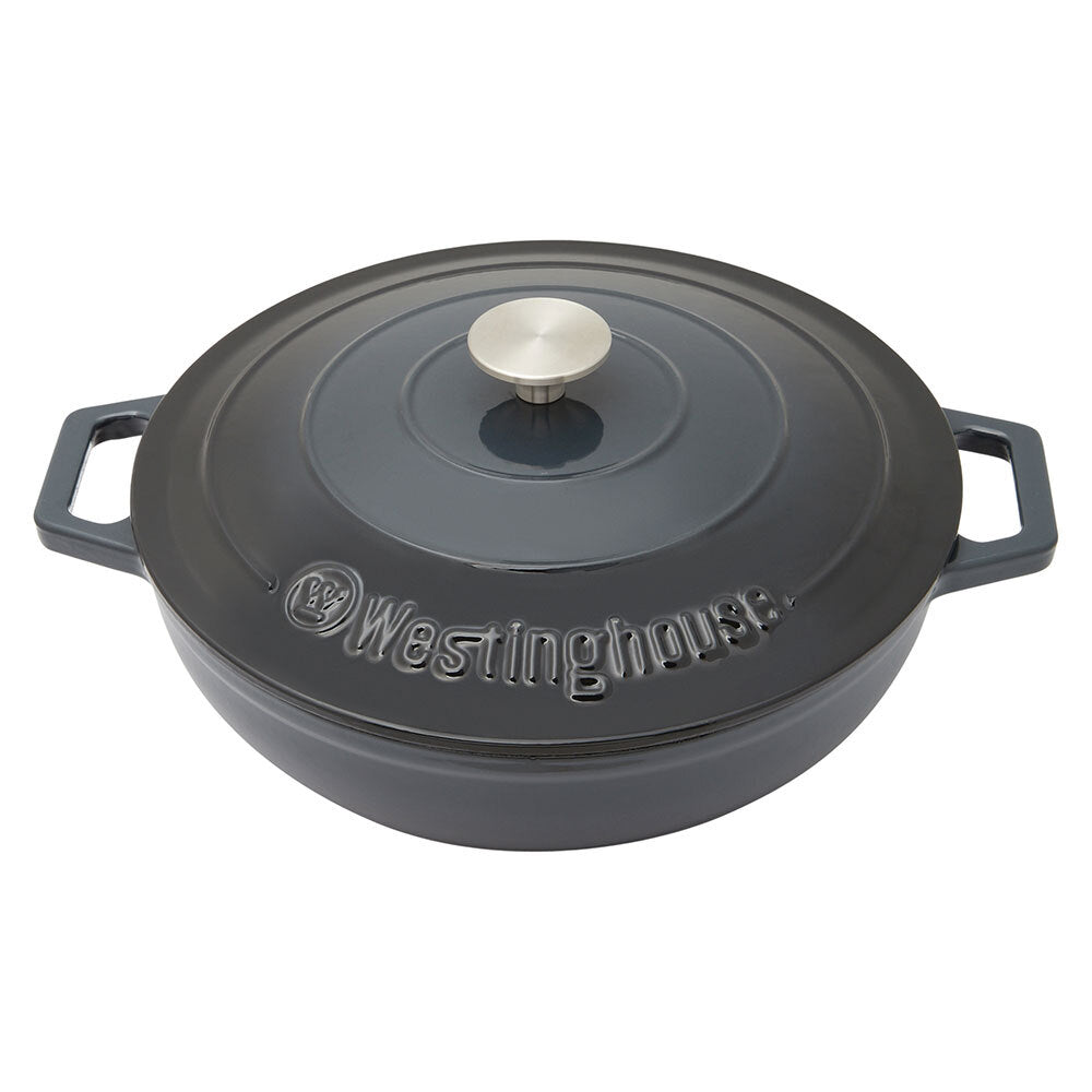 Westinghouse 4L 30cm Shallow Round Cast Iron Pot/Dish Induction Cooking Ombre GR — image 2