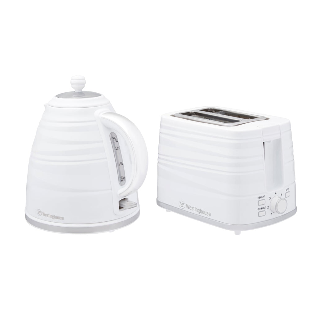 Westinghouse Electric 1.7L 930W Kettle & 2200W 2 Slice Bread Toaster Set White — image 2