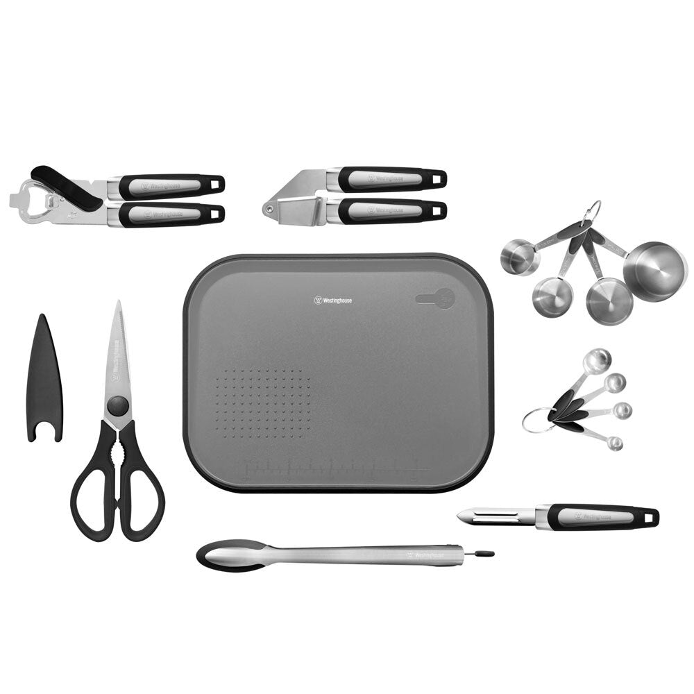 Westinghouse Stainless Steel Utensils Set Can Opener/Measuring Spoons/Cups (8 Pieces)