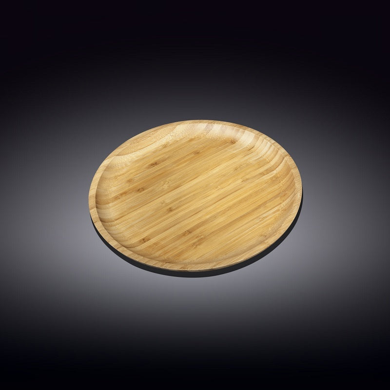 Wilmax England Round 15cm Bamboo Serving Dinner Plate Tableware Dish Natural (2 Pack) — image 2