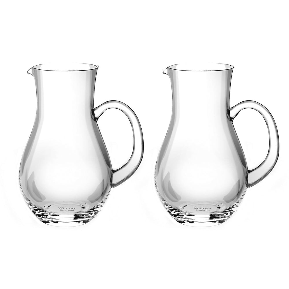 Wilmax England Round Crystalline 80ml Glass Jug Water Container Pitcher Clear (2 Pack)
