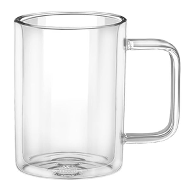 Wilmax England 250ml Thermo Double Wall Glass Coffee Cup Mug w/ Handle Clear