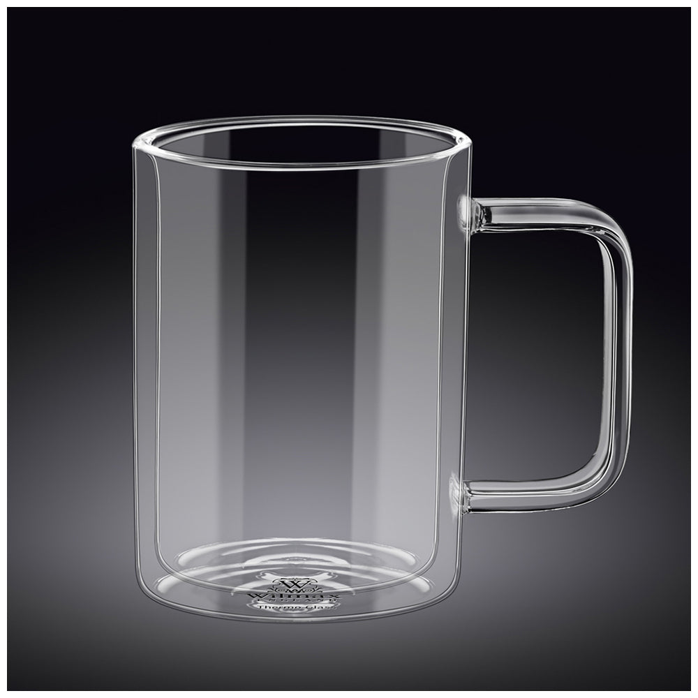 Wilmax England 250ml Thermo Double Wall Glass Coffee Cup Mug w/ Handle Clear — image 2