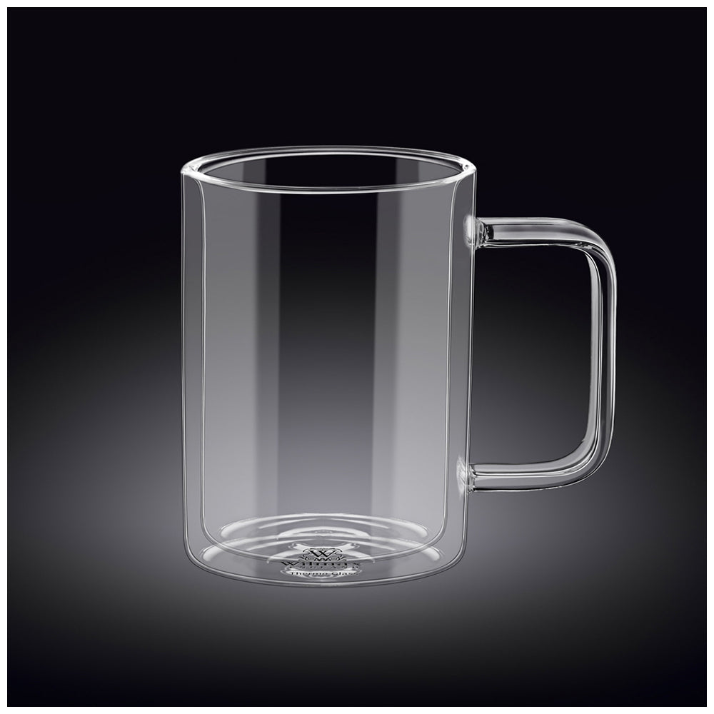 Wilmax England 300ml Thermo Double Wall Glass Coffee Cup Mug w/ Handle Clear — image 2