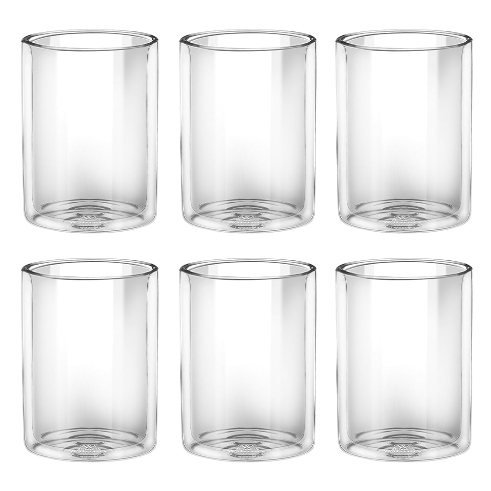 Wilmax England Thermo 400ml Straight Glass Cup Double Wall Drinkware Clear (6 Pack)
