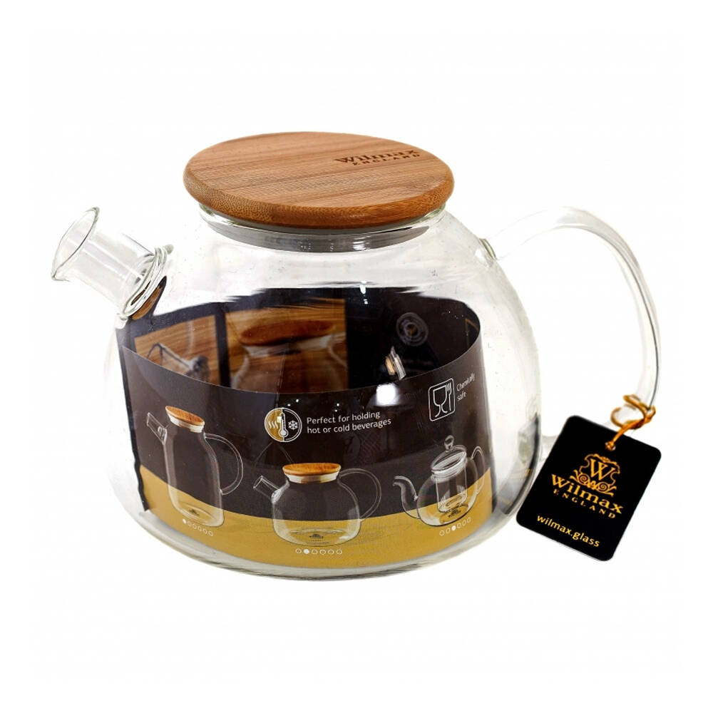 Wilmax England Thermo Glass 1500ml Teapot Container Glassware w/Lid/Handle Clear — image 2