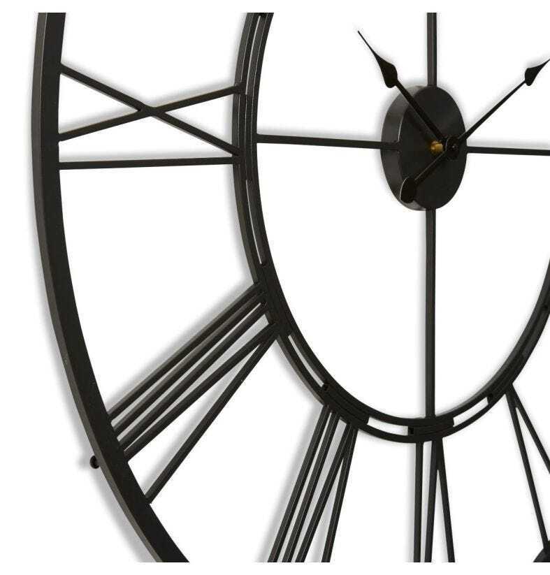 E Style Kingston Metal 101cm Wall Clock Hanging Round Analogue Decor Black — image 2