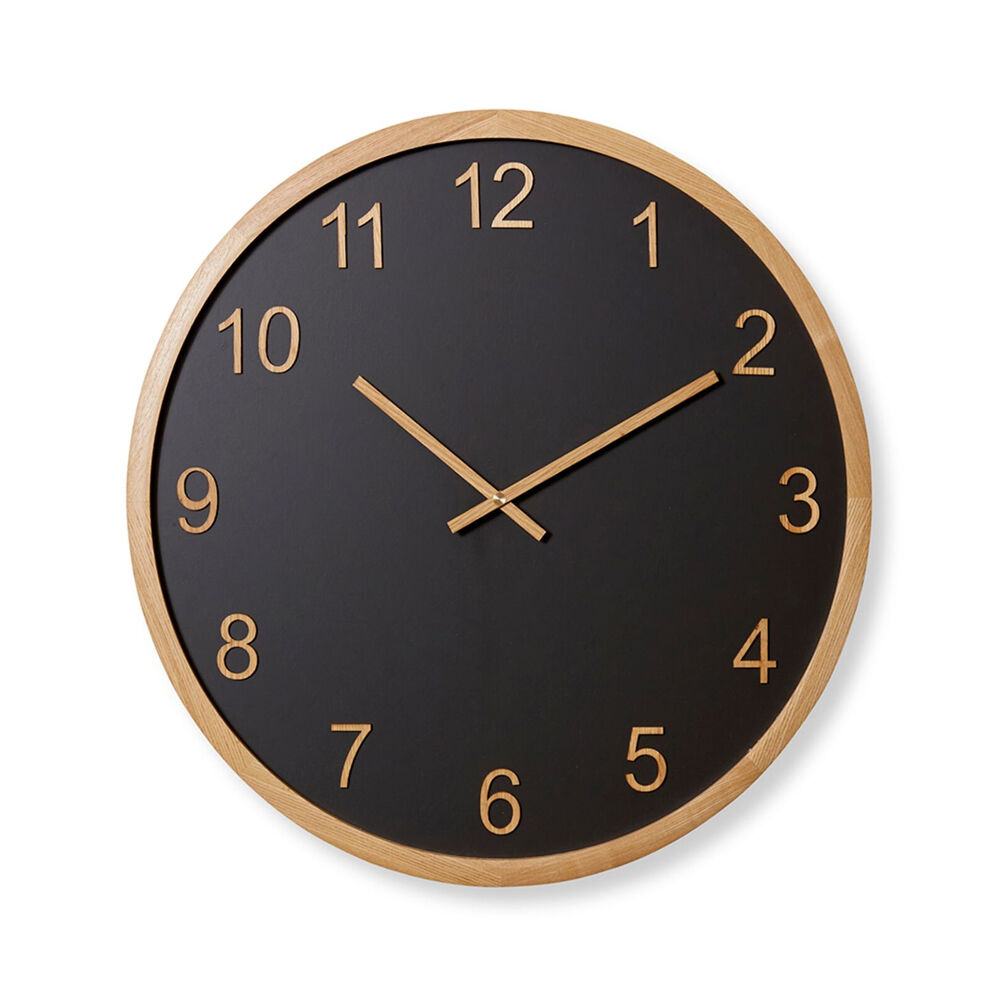 E Style Kaylen Wooden Analogue Wall Clock Decor Round 60cm Black/Natural
