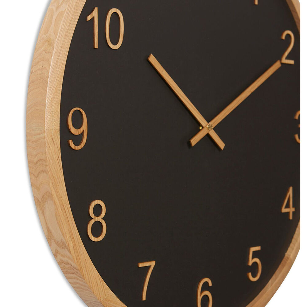 E Style Kaylen Wooden Analogue Wall Clock Decor Round 60cm Black/Natural — image 2