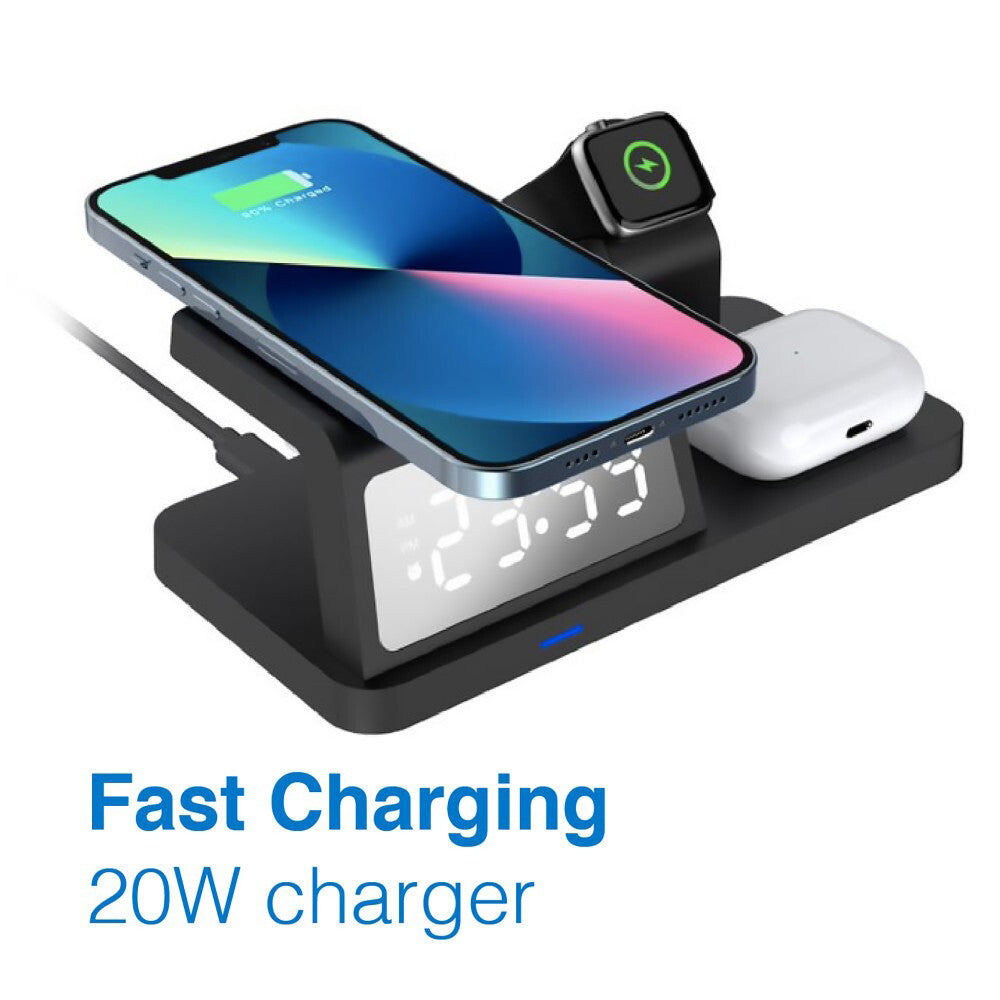 Laser 3in1 Wireless Charging Station/Alarm Clock For Apple Watch/iPhone/AirPods — image 2
