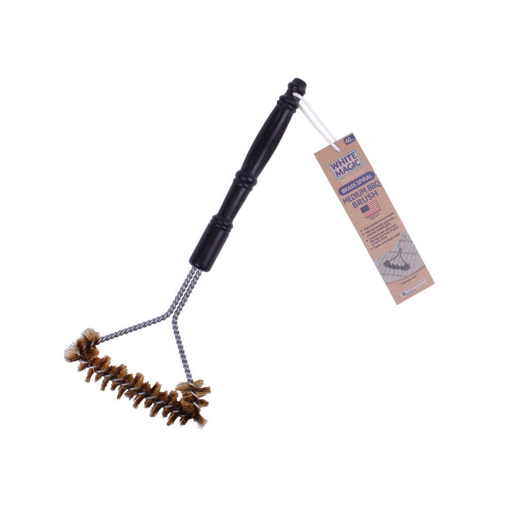 White Magic Medium Brass 40cm Spiral BBQ/Barbecue Grill Cleaning Brush Black