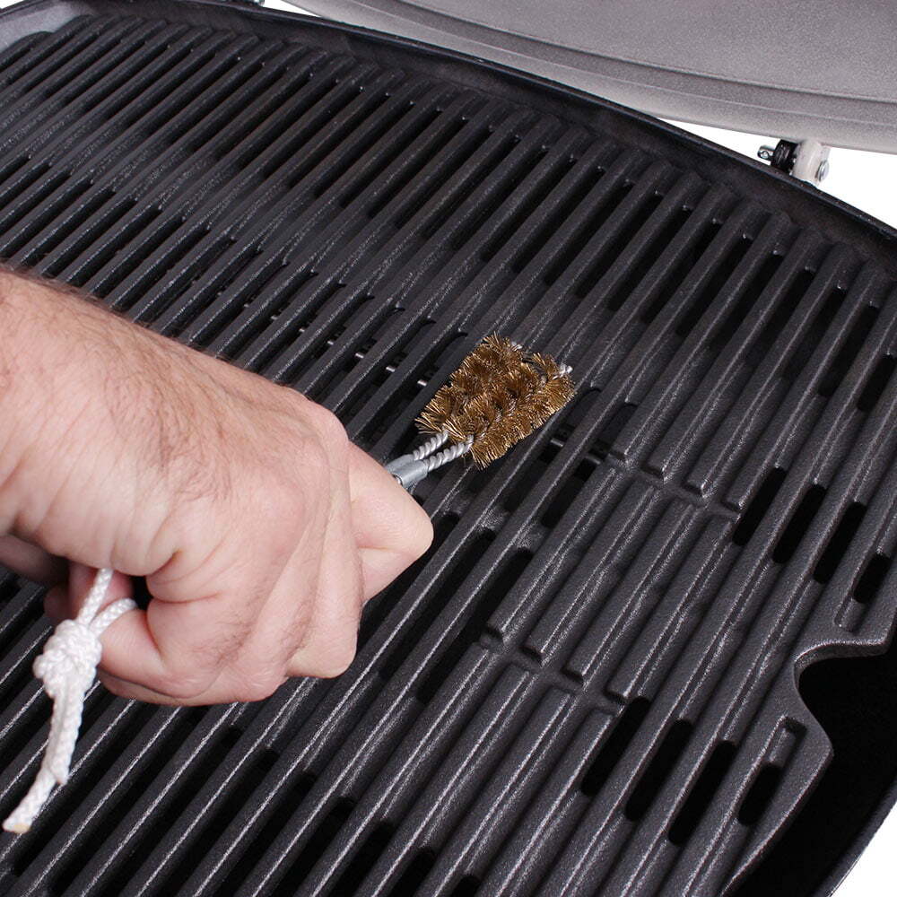 White Magic Brass Spiral 20cm Barbecue Grill Brush Short V-Shaped Cleaner Black — image 2