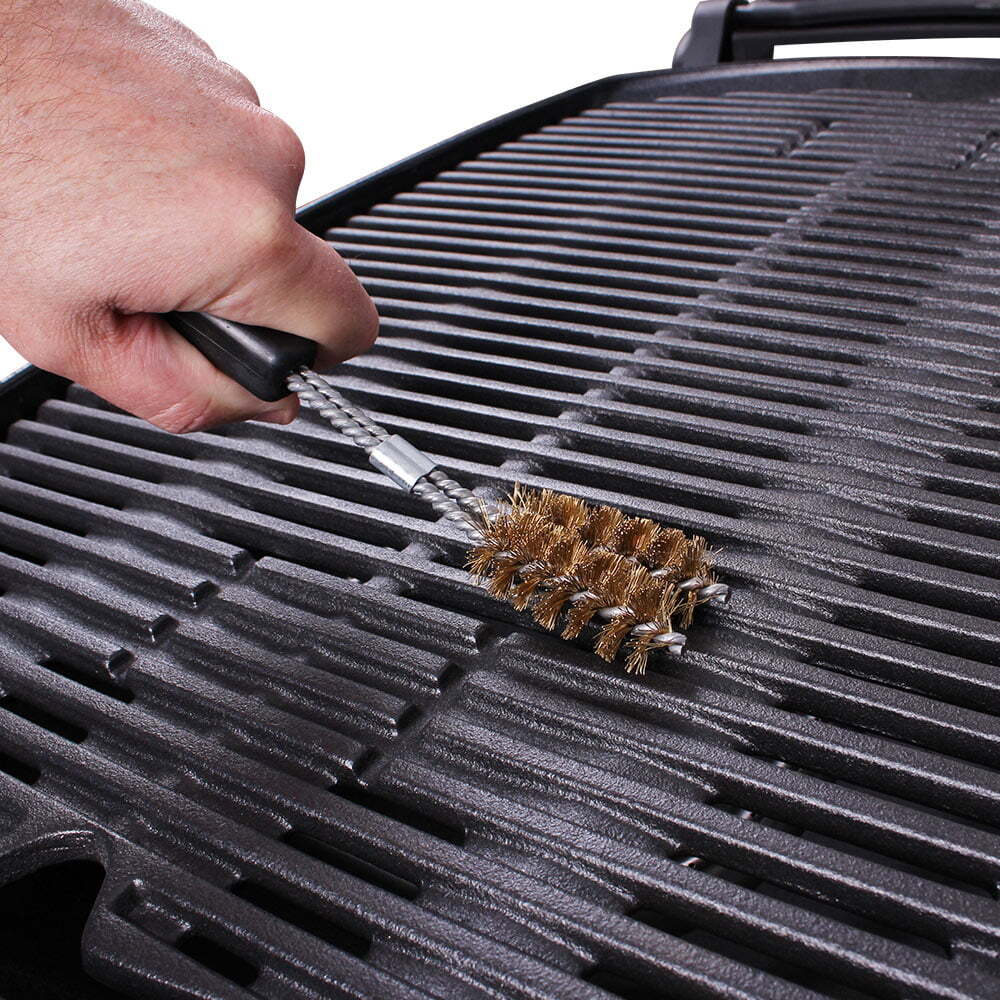 White Magic Brass Spiral 20cm Barbecue Grill Brush Short V-Shaped Cleaner Black — image 3