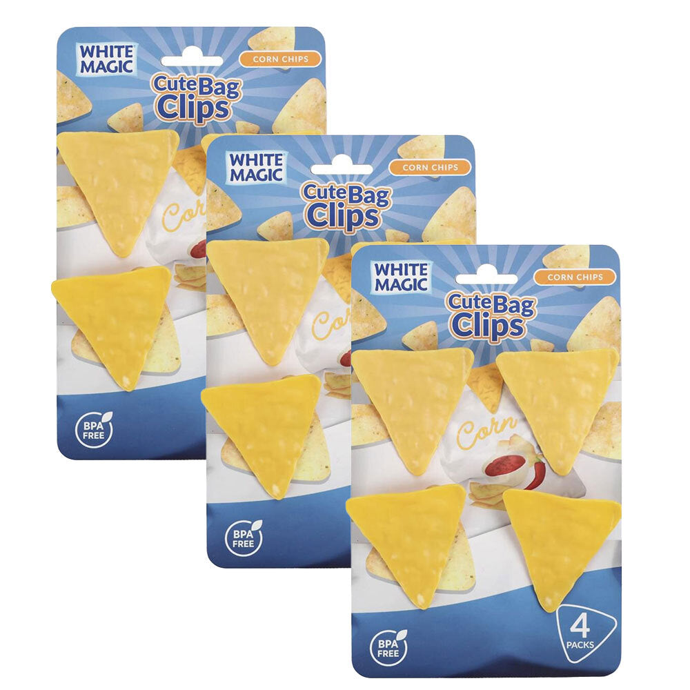 White Magic Cute Novelty Bag Seal Kitchen Storage Clips - Corn Chips (12 Pieces)