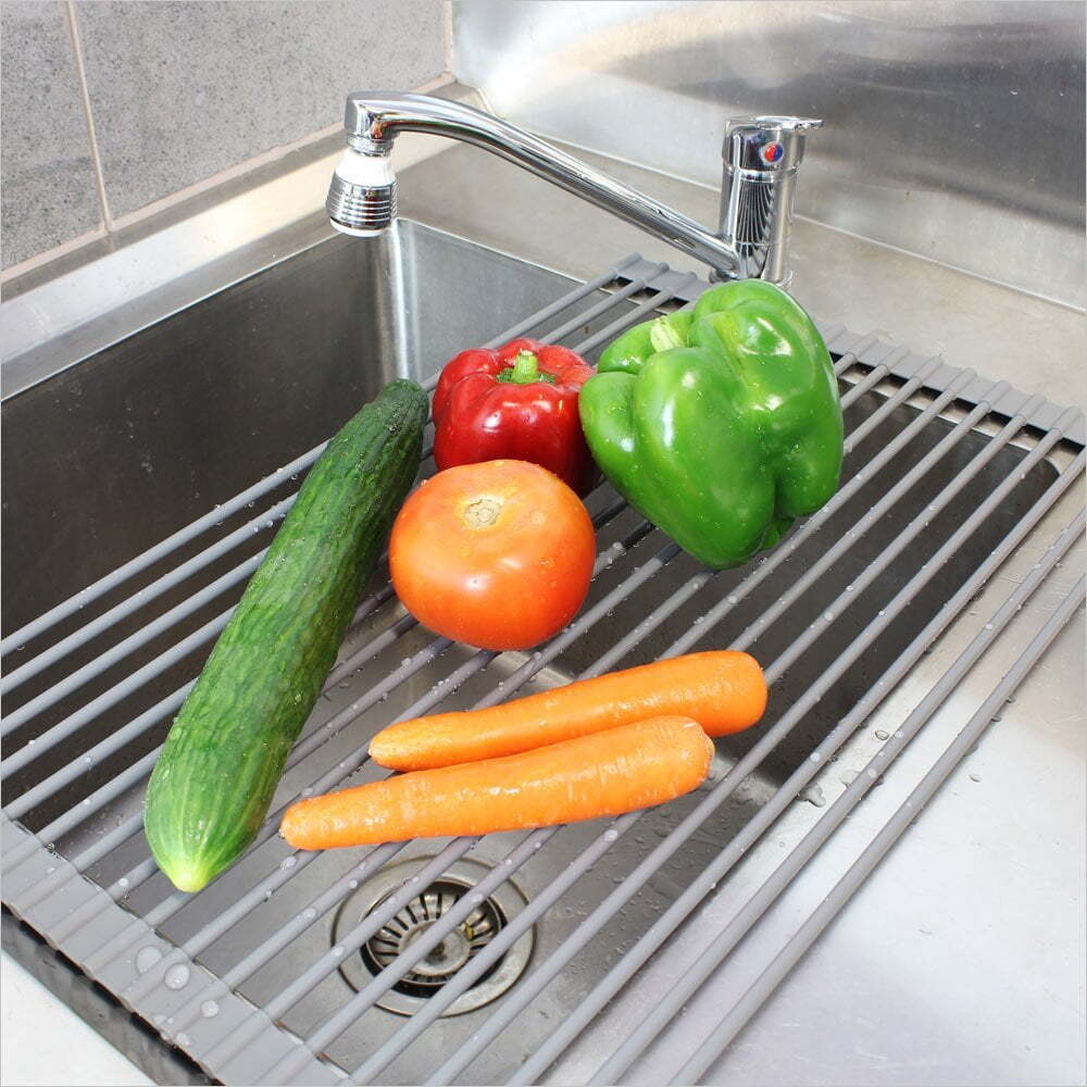 White Magic 52cm Sink Organiser Dish Drying Rack/Trivet Table Protector Grey — image 5