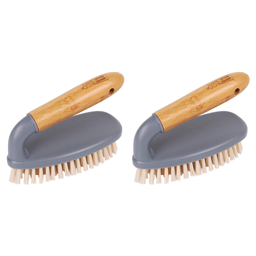 White Magic Eco Basics Bamboo Bathroom/Shower Brush/Scrub Sink/Tile Cleaner (2 Pack)