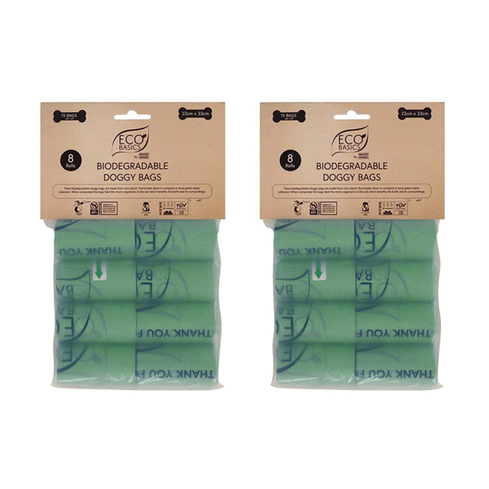 Eco Basics 8PK Eco Basic Biodegradable Doggy Disposable Waste Bags Compostable Collector (2 Pack)