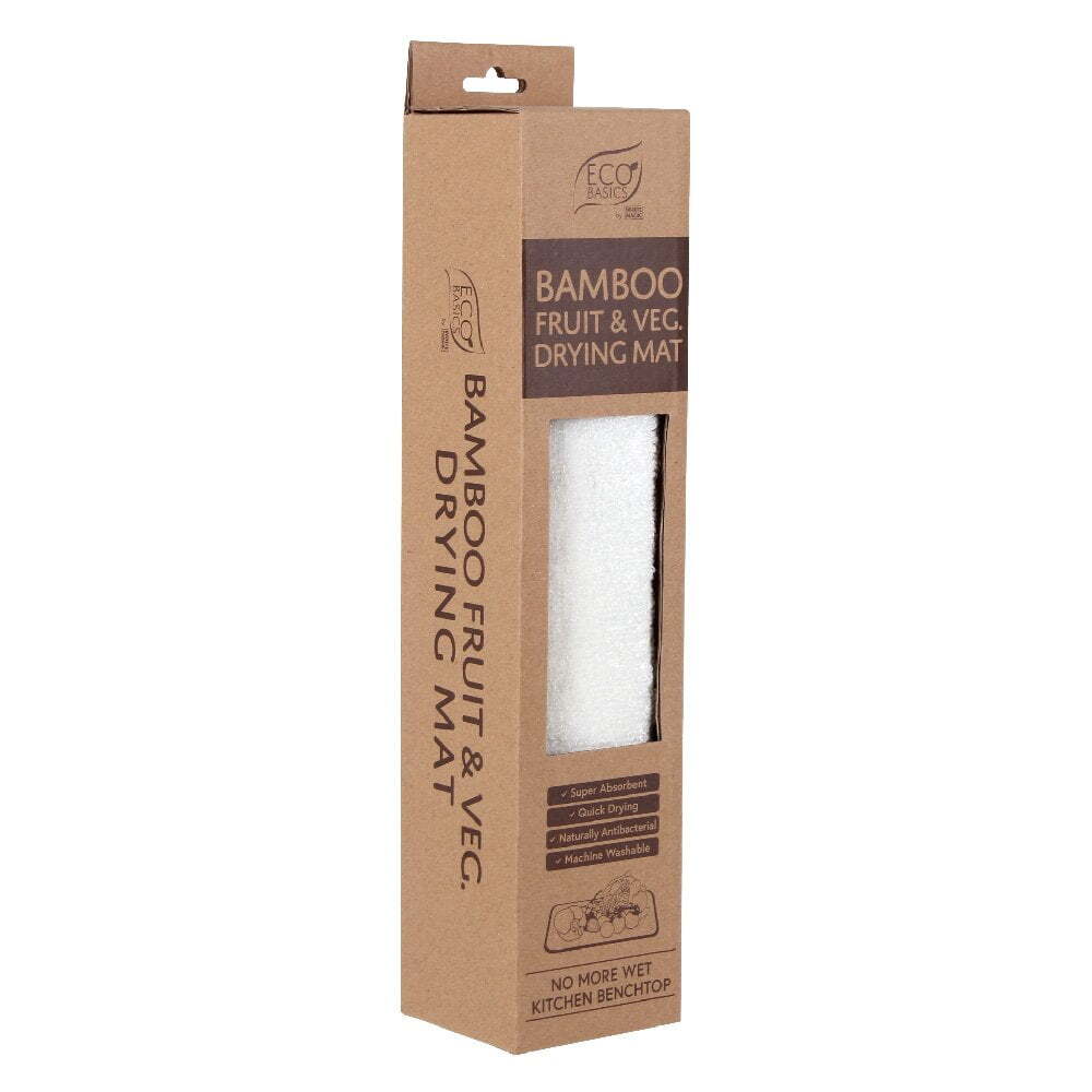 Eco Basics Bamboo & Microfibre Washable Fruit/Vegetable Drying Mat/Pad White — image 2