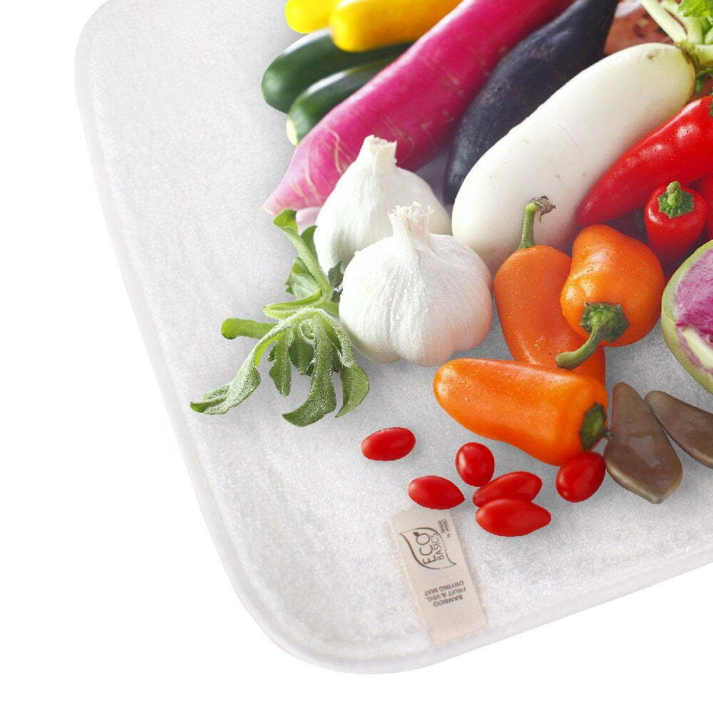 Eco Basics Bamboo & Microfibre Washable Fruit/Vegetable Drying Mat/Pad White — image 4