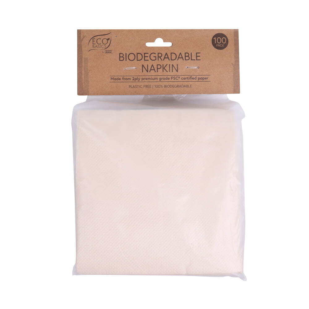 Eco Basics 100PK Eco Basics 24cm Biodegradable 2Ply Napkin Table Eco-Friendly Serviettes (3 Pack) — image 2