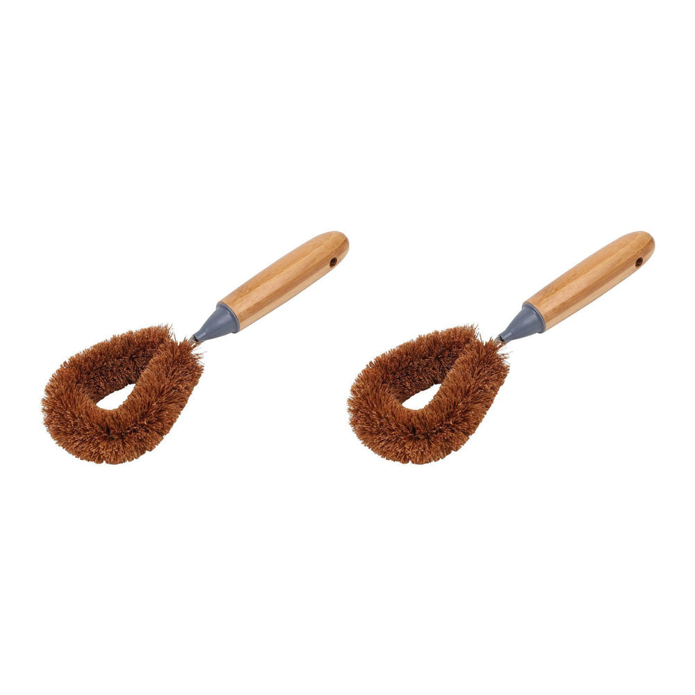 Eco Basics 27cm Coconut Dish/Pot Brush Kitchen Cleaning Tool w/ Bamboo Handle (2 Pack)