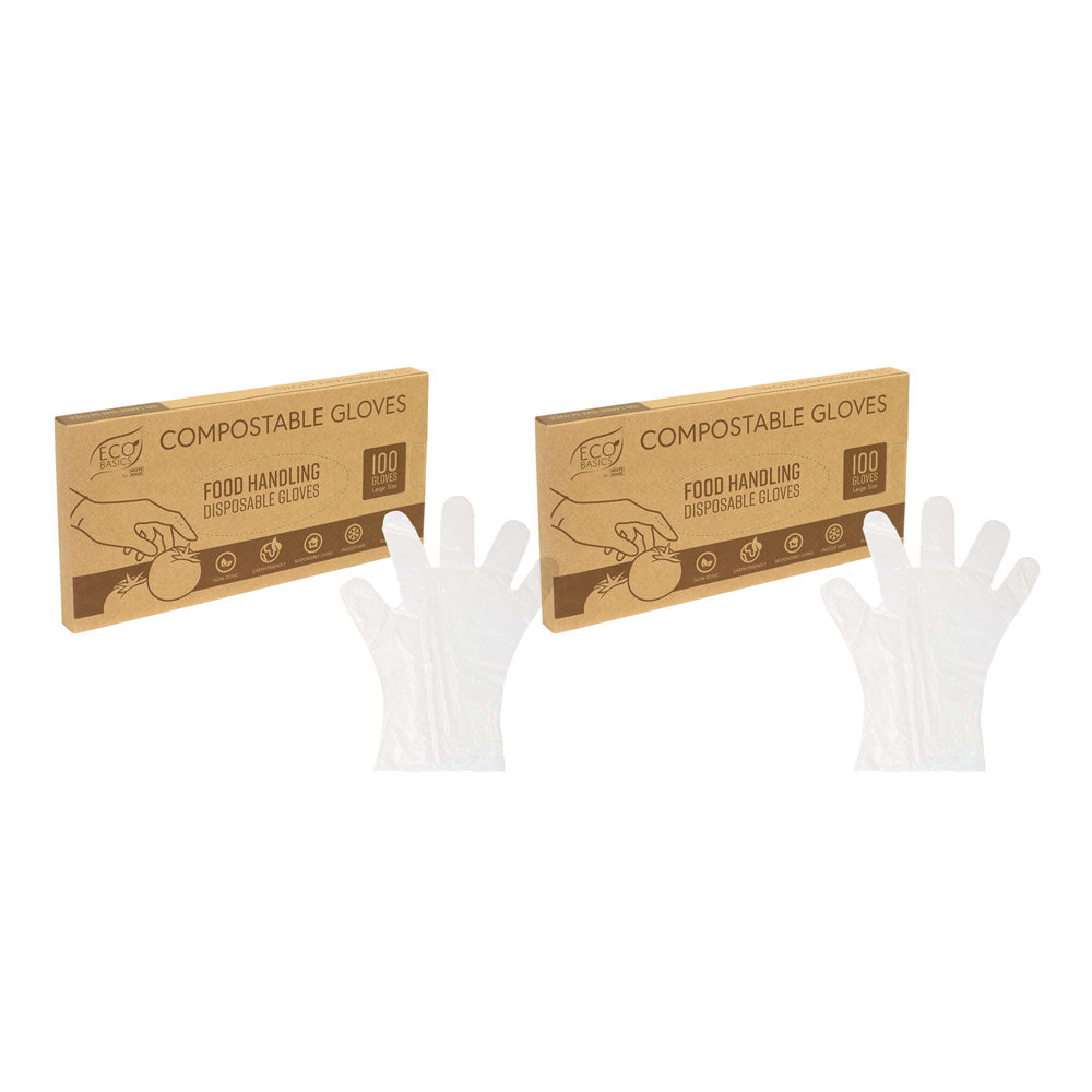 Eco Basics 100pc Eco Basics Compostable/Disposable Food Preparation Gloves Large (2 Pack)