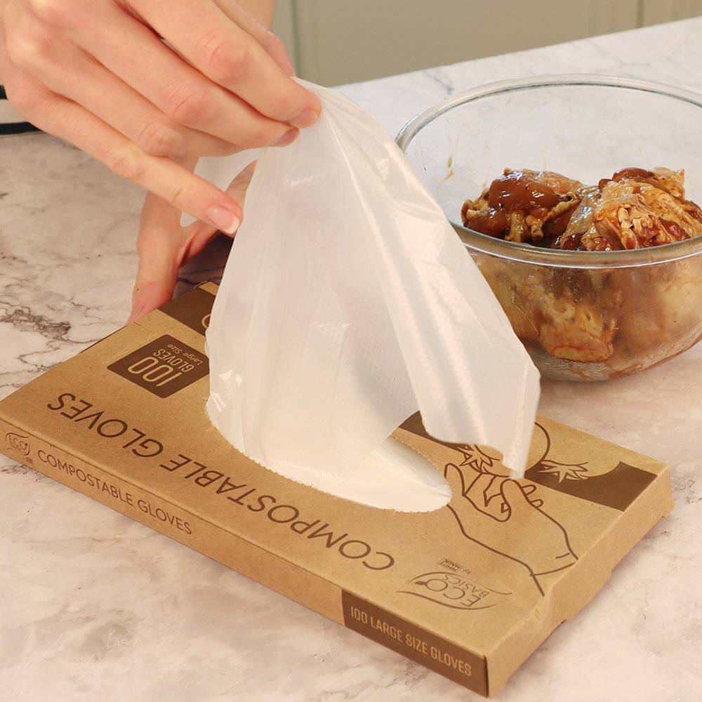 Eco Basics Compostable/Disposable Food Handling/Preparation Gloves Large (100 Pieces) — image 5