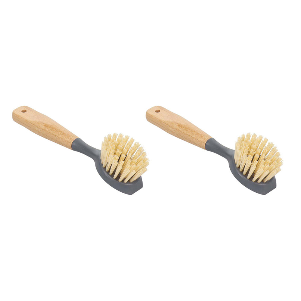 Eco Basics Cast Iron Pan/Pot Brush Kitchen Dish Cleaning Scrub w/ Long Handle (2 Pack)